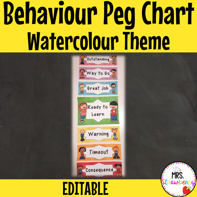 Watercolour Behaviour Reward Peg Chart EDITABLE