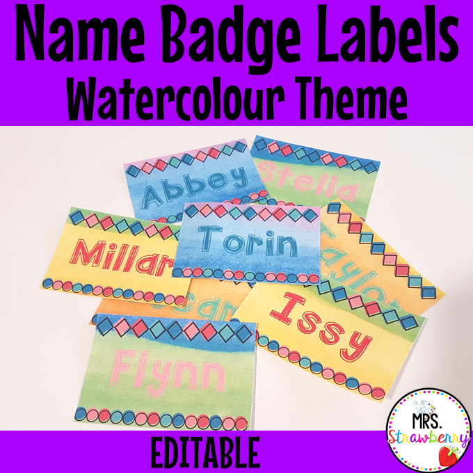 Watercolour Name Badge Labels for Plastic Card Holders