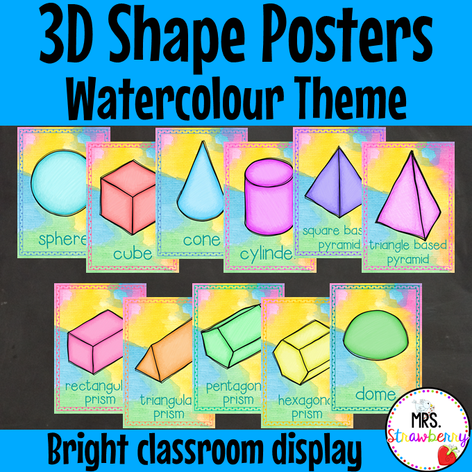Watercolour 3D Shape Posters