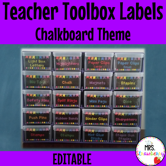 Chalkboard Bunting Teacher Toolbox Drawer Labels EDITABLE #1