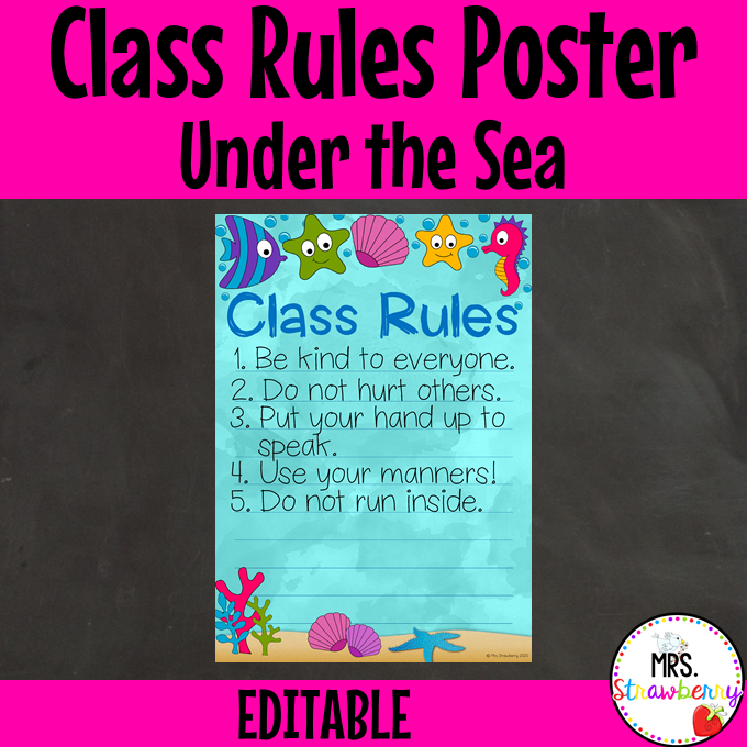 Under the Sea Class Rules Poster EDITABLE