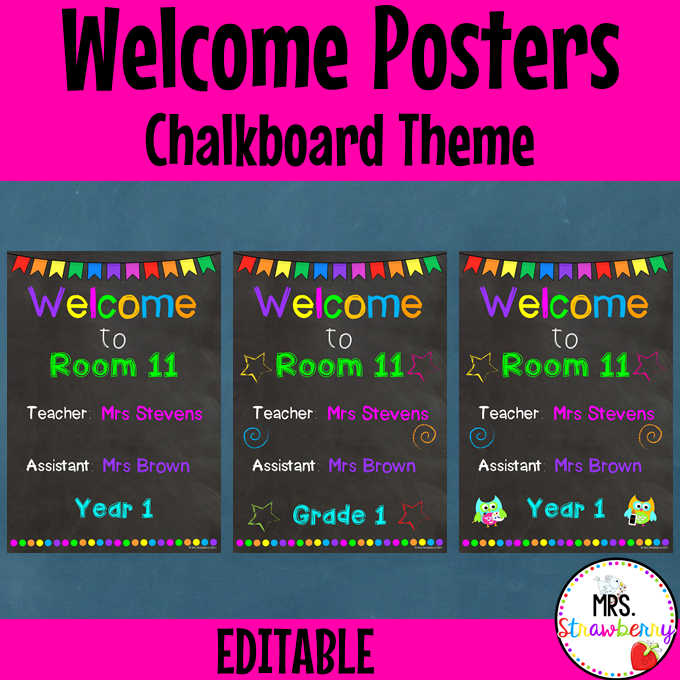 Chalkboard Bunting Welcome Posters EDITABLE