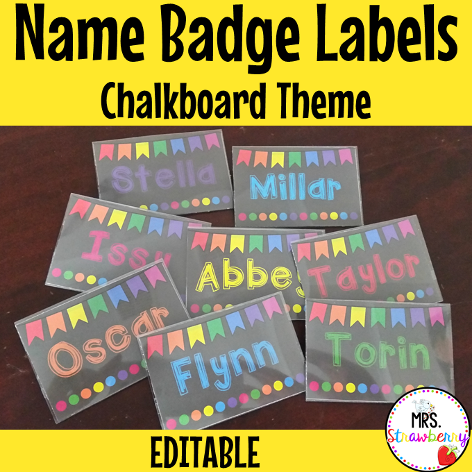 Chalkboard Bunting Name Badge Labels for Plastic Card Holders