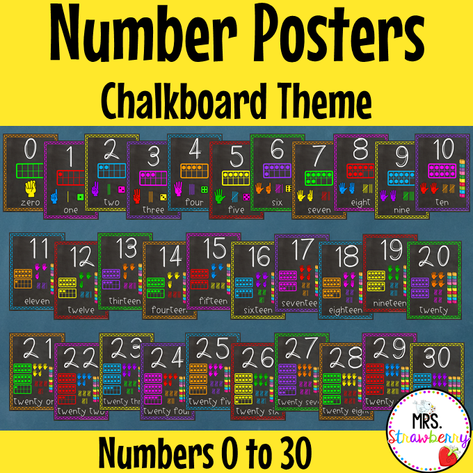 Chalkboard Number Posters 0 to 30
