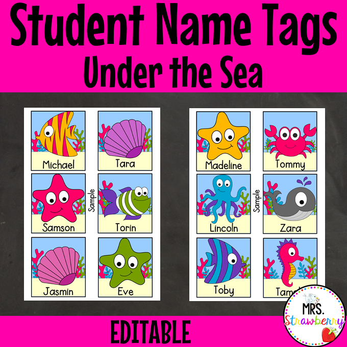 Under the Sea Name Tags EDITABLE