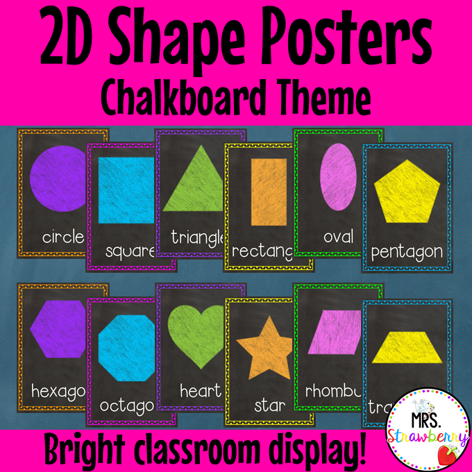 Chalkboard 2D Shape Posters