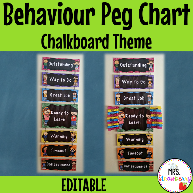 Chalkboard Behaviour Reward Peg Chart EDITABLE