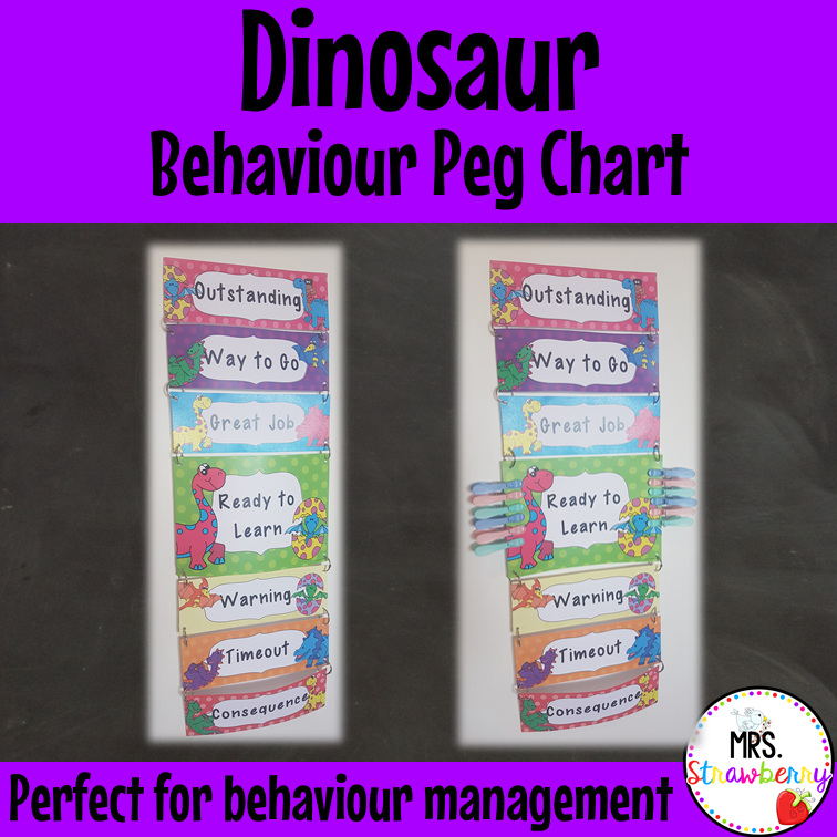 Dinosaur Behaviour Reward Peg Chart EDITABLE