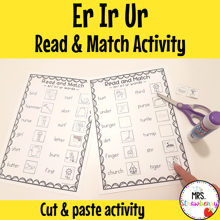 Er Ir Ur Picture Match Worksheets