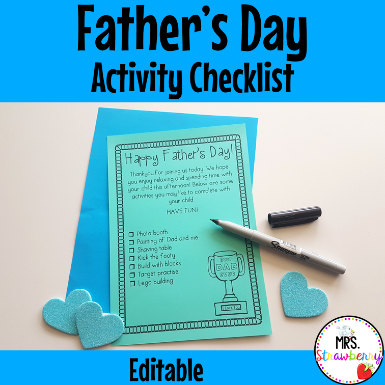 Fathers Day Activity Checklists EDITABLE