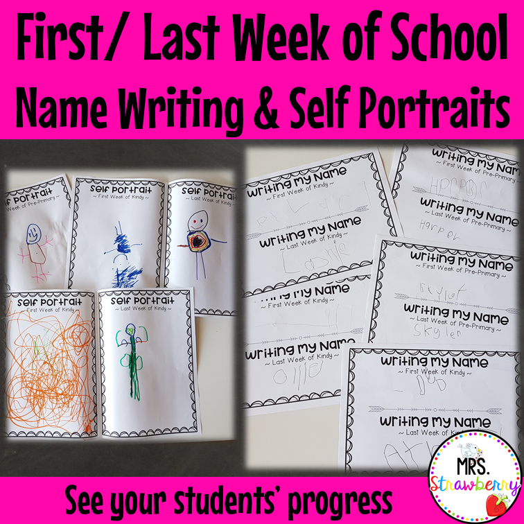 First Week of School Activities Name Writing and Self Portraits