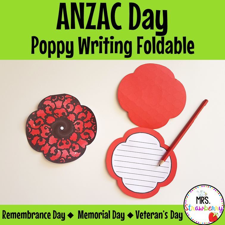 Poppy Writing Foldable Anzac Day Remembrance Day