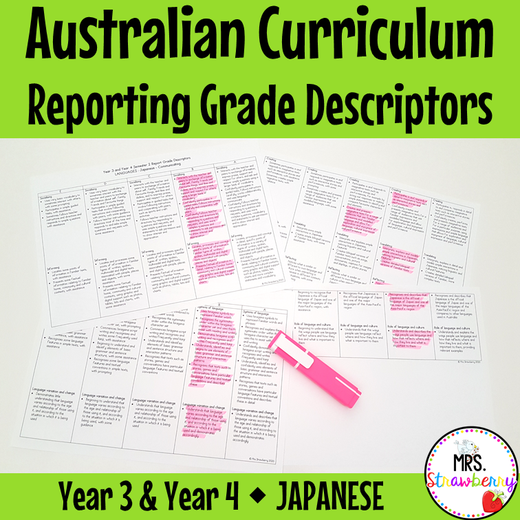 Year 3 and Year 4 JAPANESE Australian Curriculum Reporting Grade Descriptors