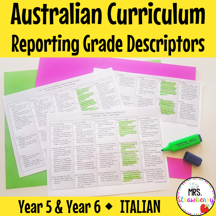 Year 5 and Year 6 ITALIAN Australian Curriculum Reporting Grade Descriptors