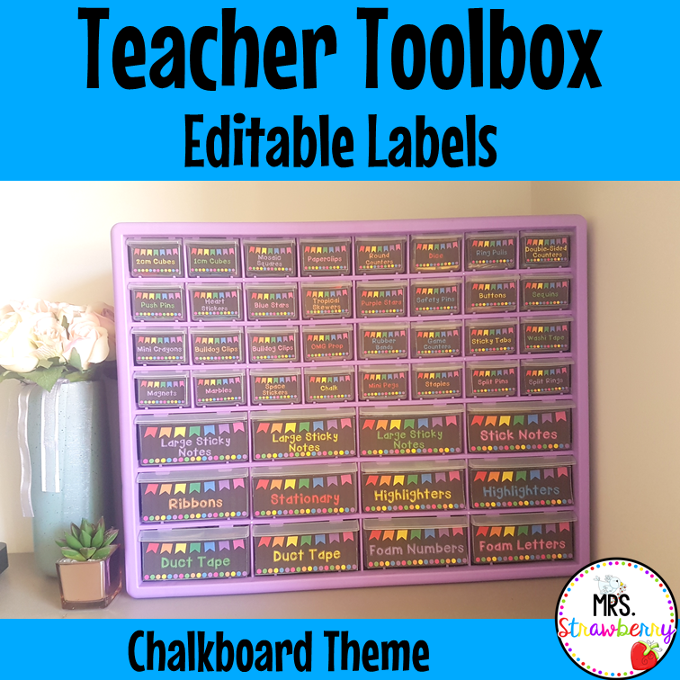 Chalkboard Bunting Teacher Toolbox Drawer Labels EDITABLE #2