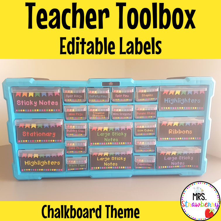 Chalkboard Bunting Teacher Toolbox Drawer Labels EDITABLE #3
