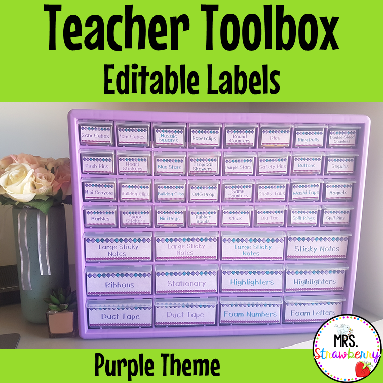 Purple Teacher Toolbox Drawer Labels EDITABLE #2