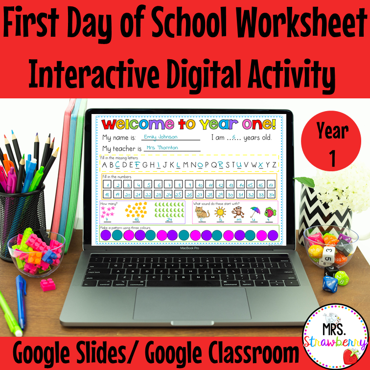 Digital First Day of School Worksheet Year 1 For Google Slides Google Classroom