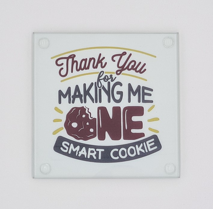 Teacher Glass Coaster With Gift Box: Smart Cookie