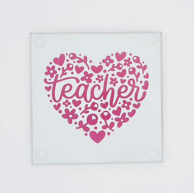 Teacher Glass Coaster With Gift Box: Teacher