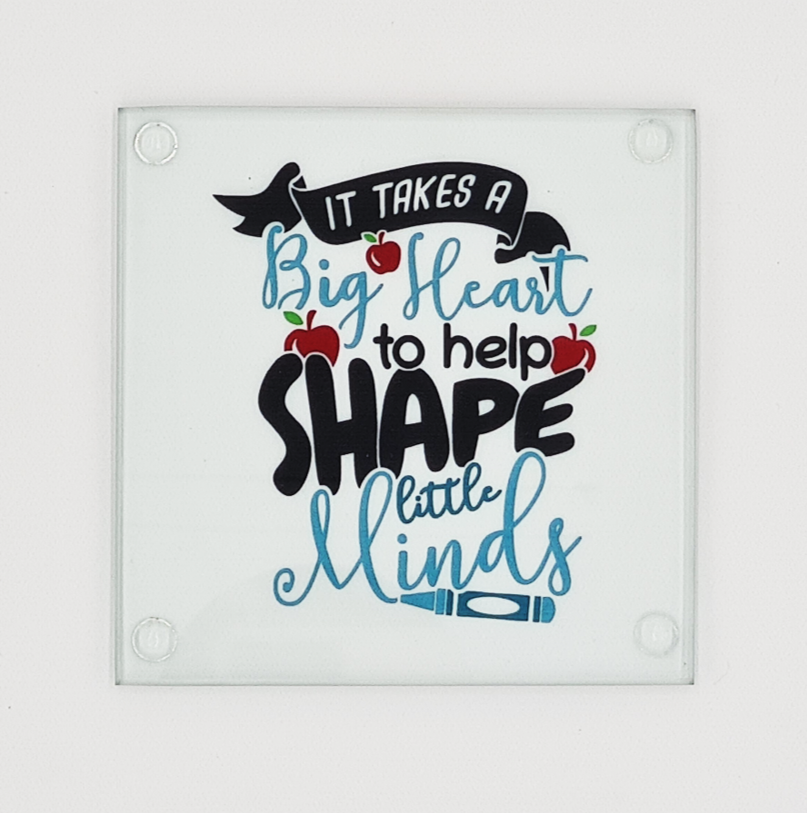 Teacher Glass Coaster With Gift Box: Big Heart