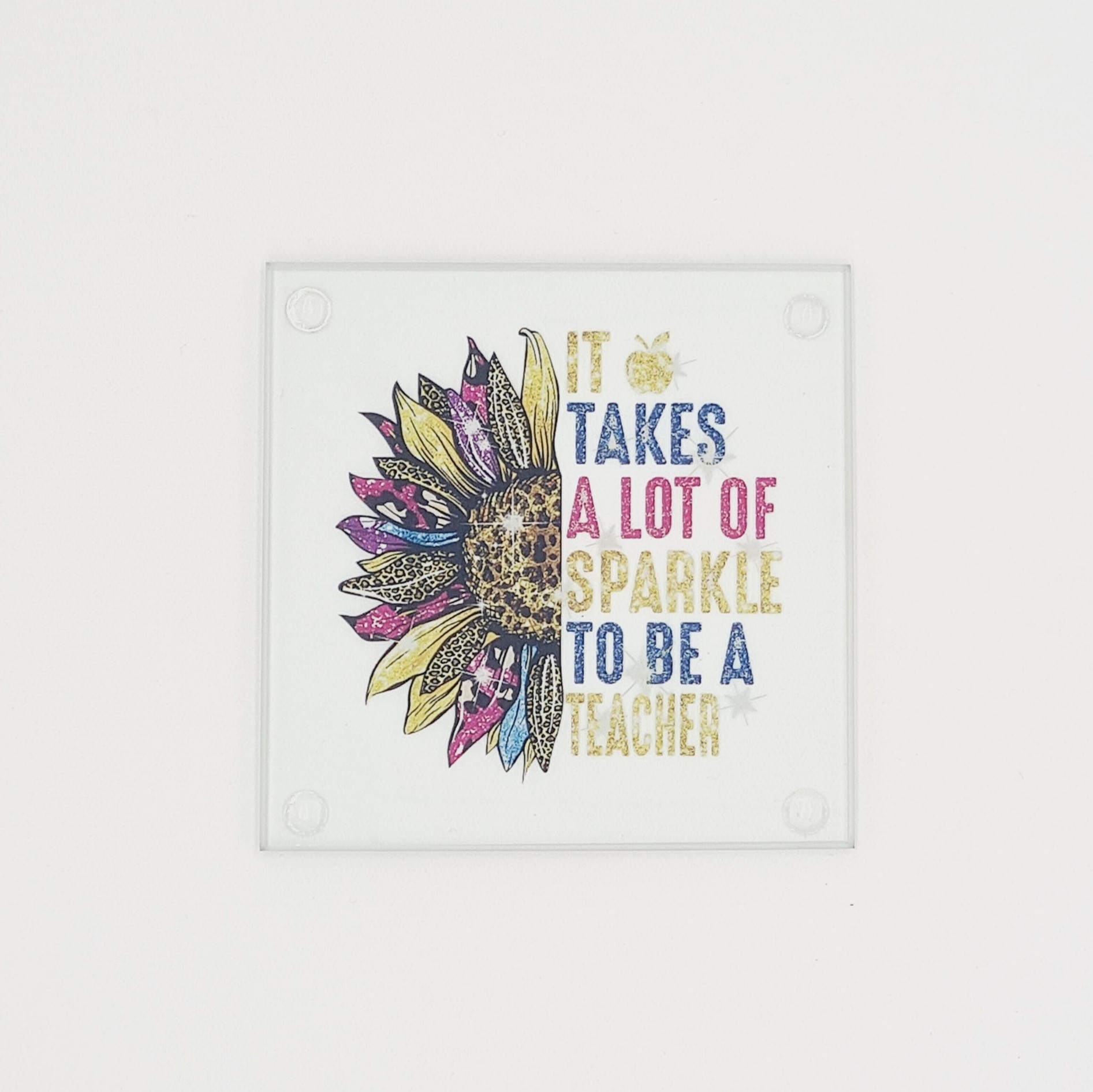 Teacher Glass Coaster With Gift Box: It Takes a Lot of Sparkle To Be a Teacher