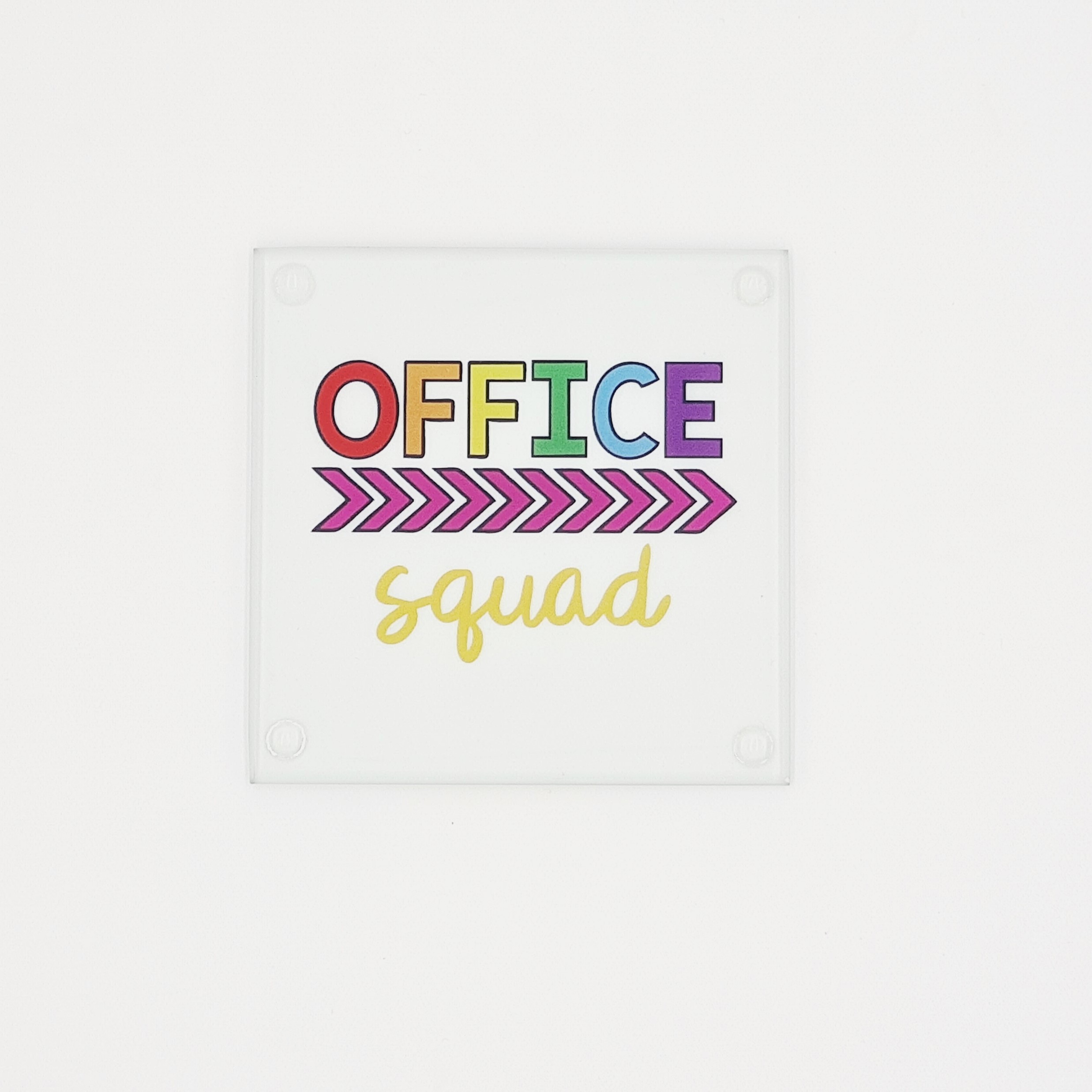 Glass Coaster With Gift Box: Office Squad