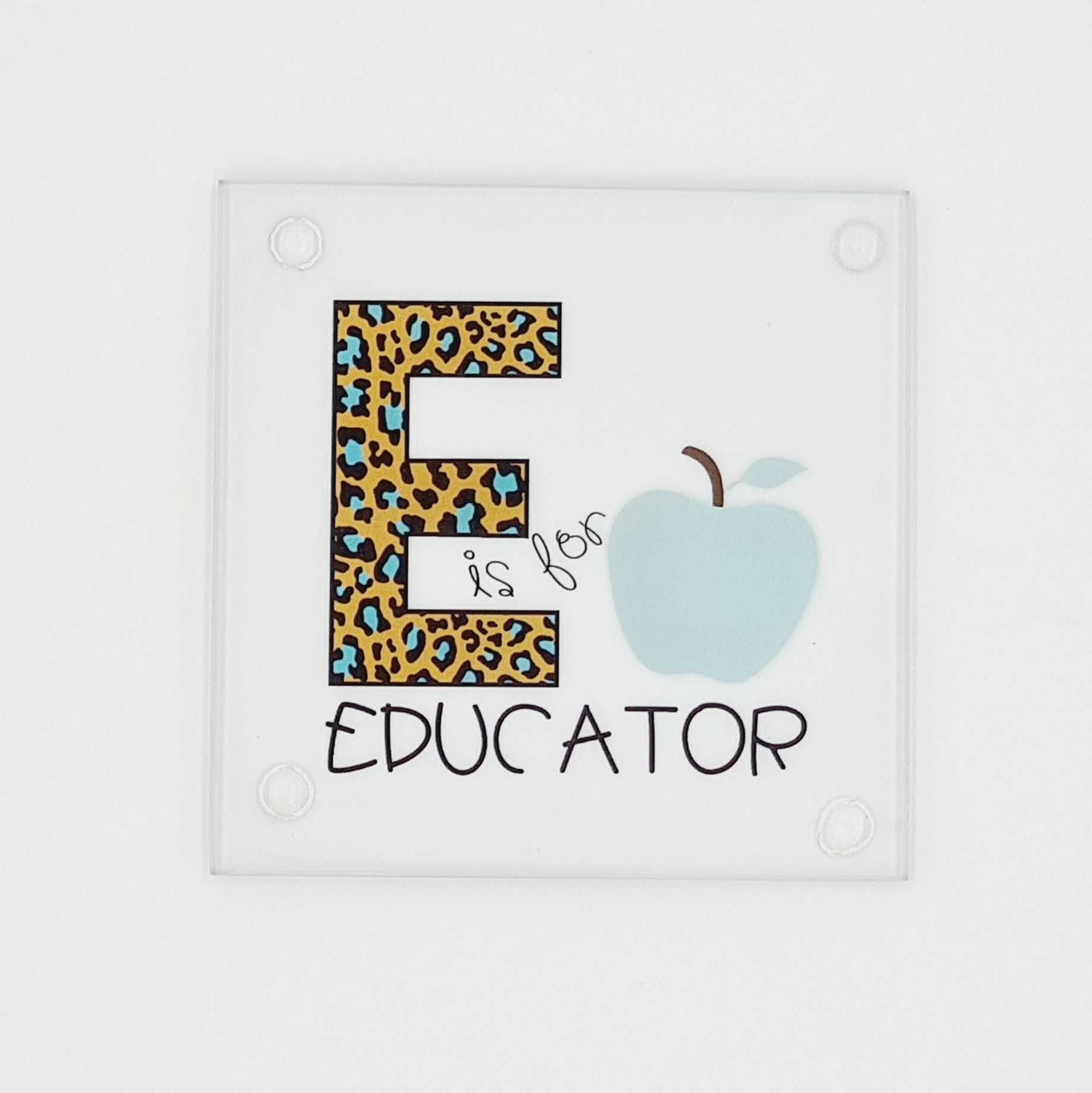 Glass Coaster With Gift Box: E is For Educator