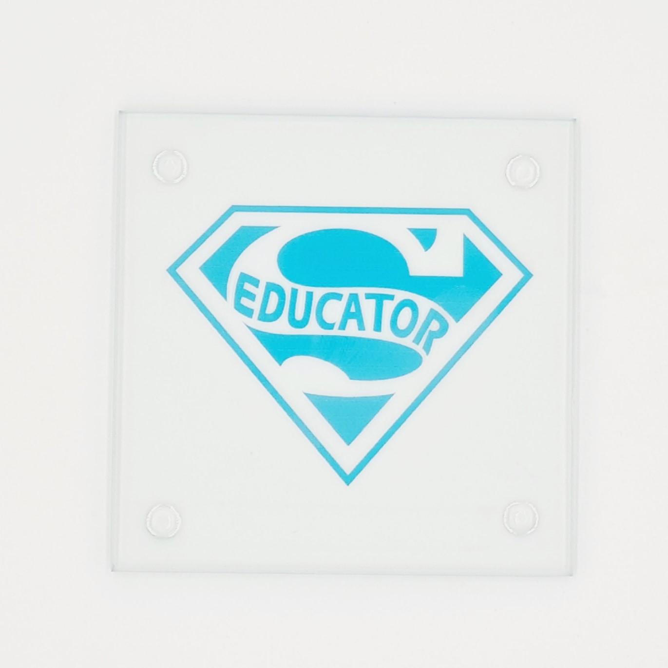 Glass Coaster With Gift Box: Super Educator