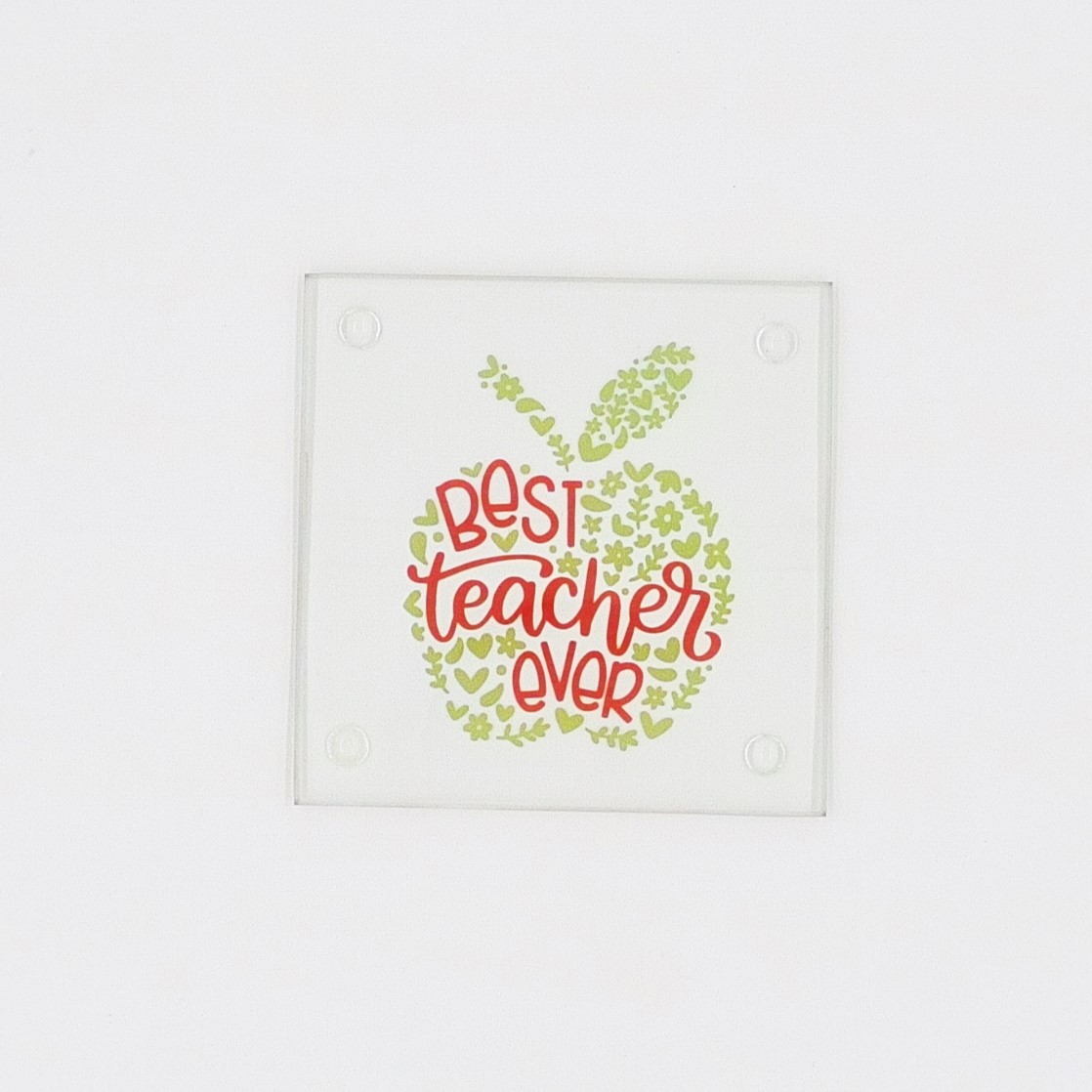 Teacher Glass Coaster With Gift Box: Best Teacher Ever