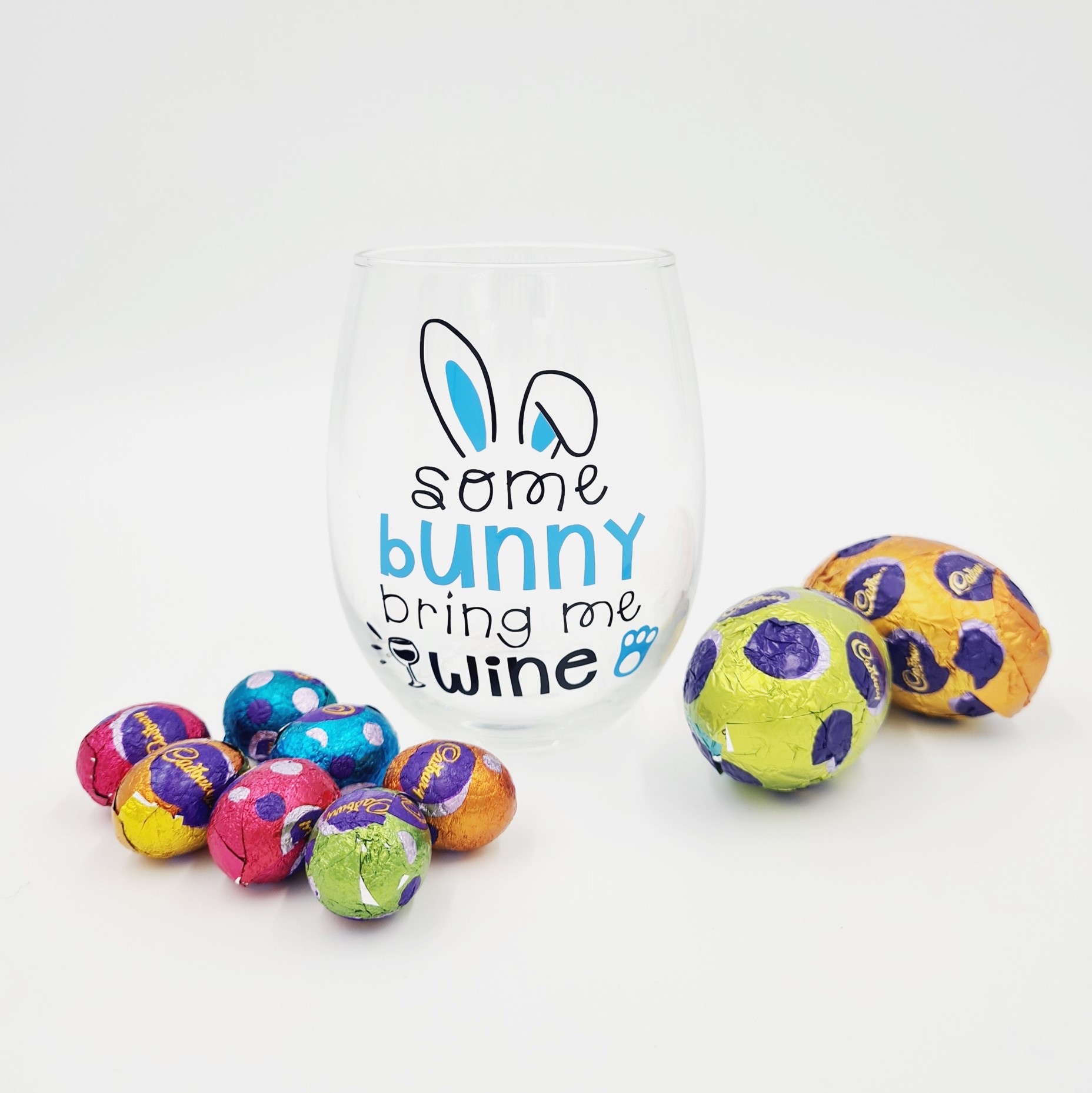 Easter Stemless Wine Glass: Some Bunny Bring Me Wine