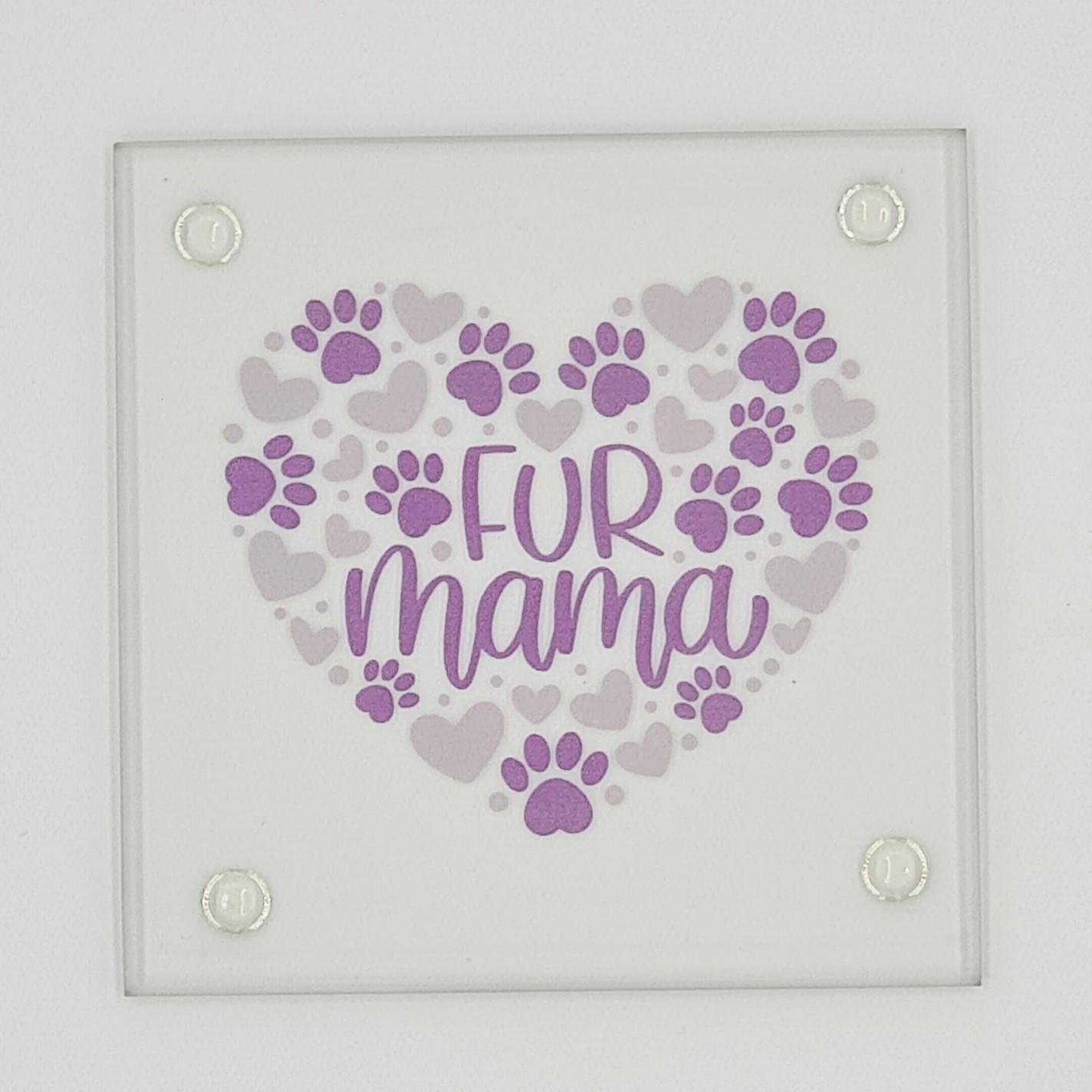 Glass Coaster With Gift Box: Fur Mama