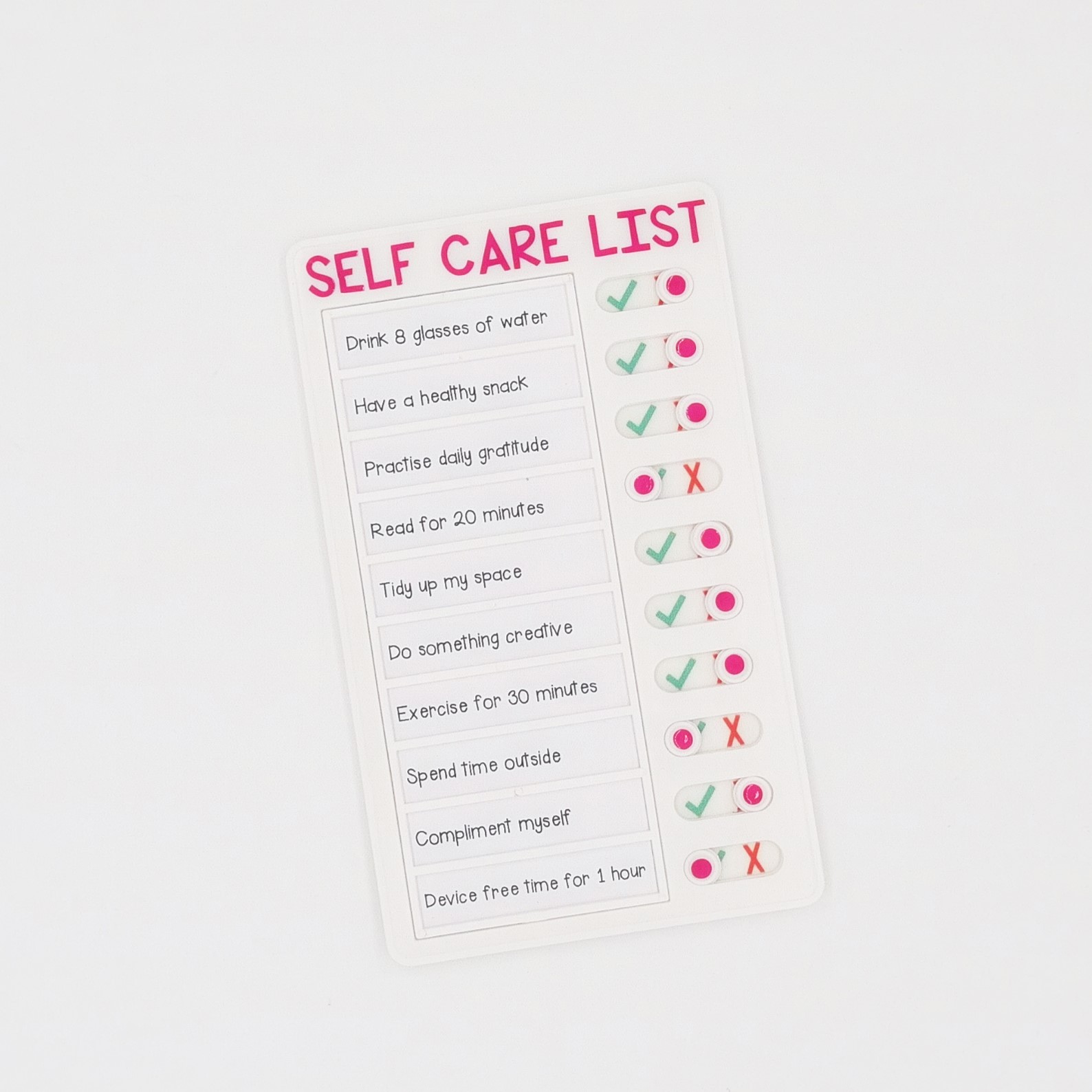 Self Care Checklist Customised Daily Routine