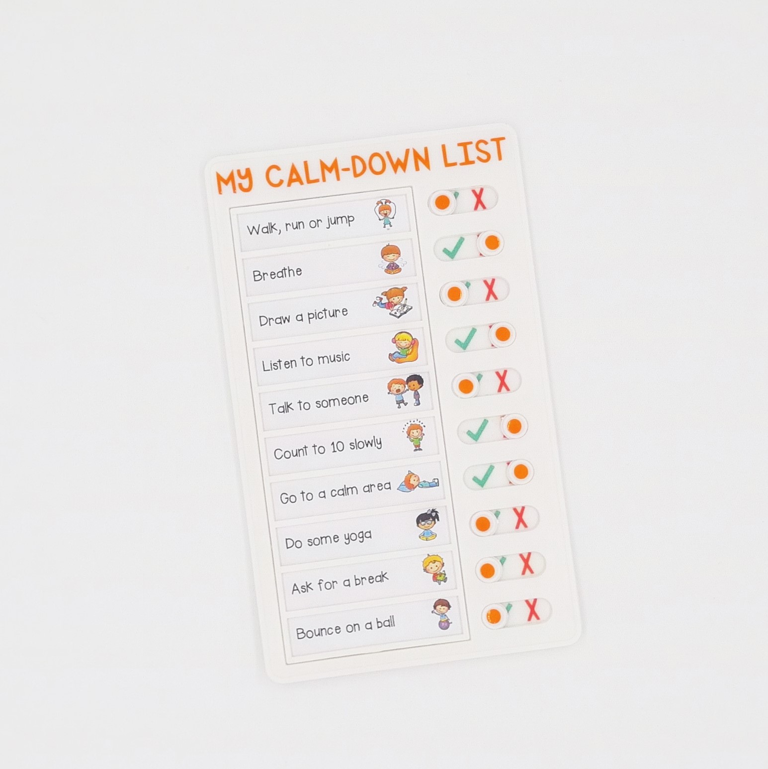 My Self Regulation Checklist Customised Calm Down Chart