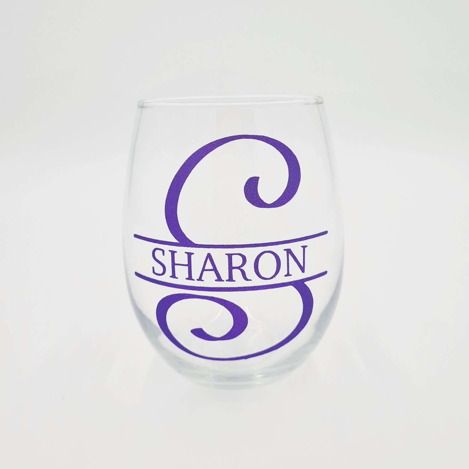 Personalised Monogram Stemless Wine Glass