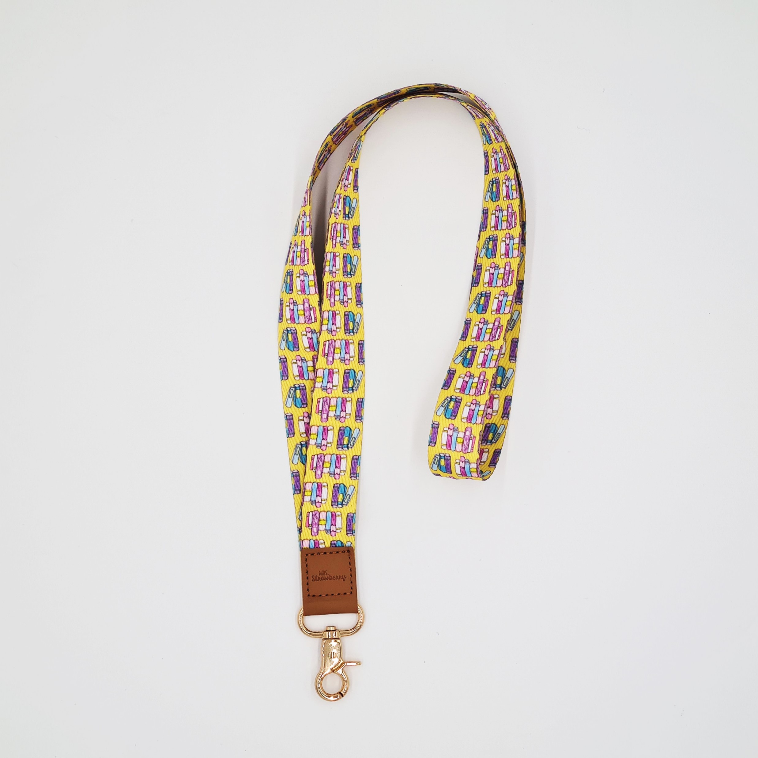 Library Books Fabric Lanyard - Mrs. Strawberry