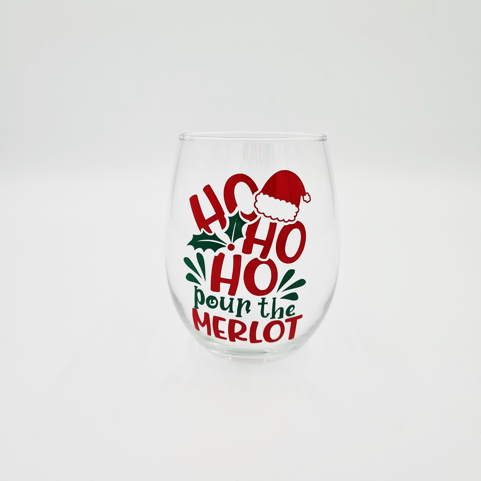 Christmas Stemless Wine Glass: Pour the Merlot