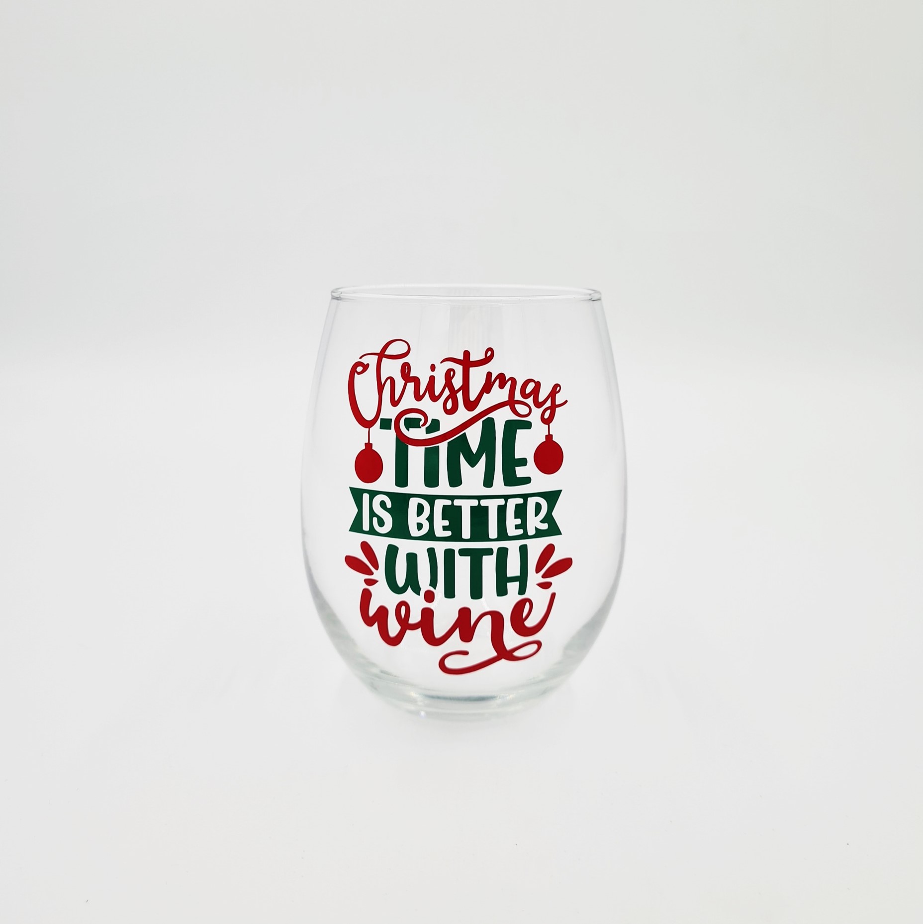 Christmas Stemless Wine Glass: Christmas Time is Better With Wine