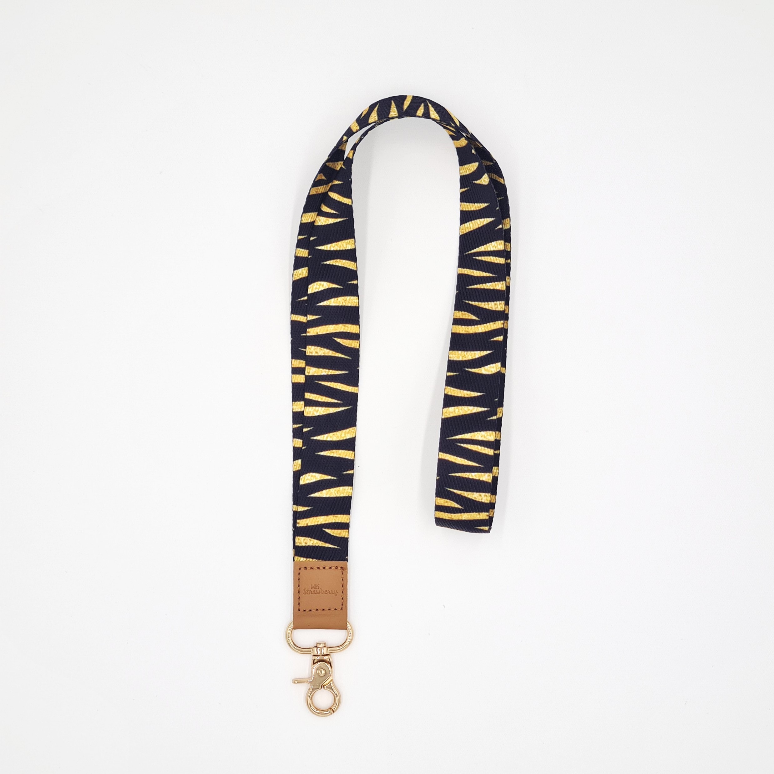 Gold Tiger Print Fabric Lanyard
