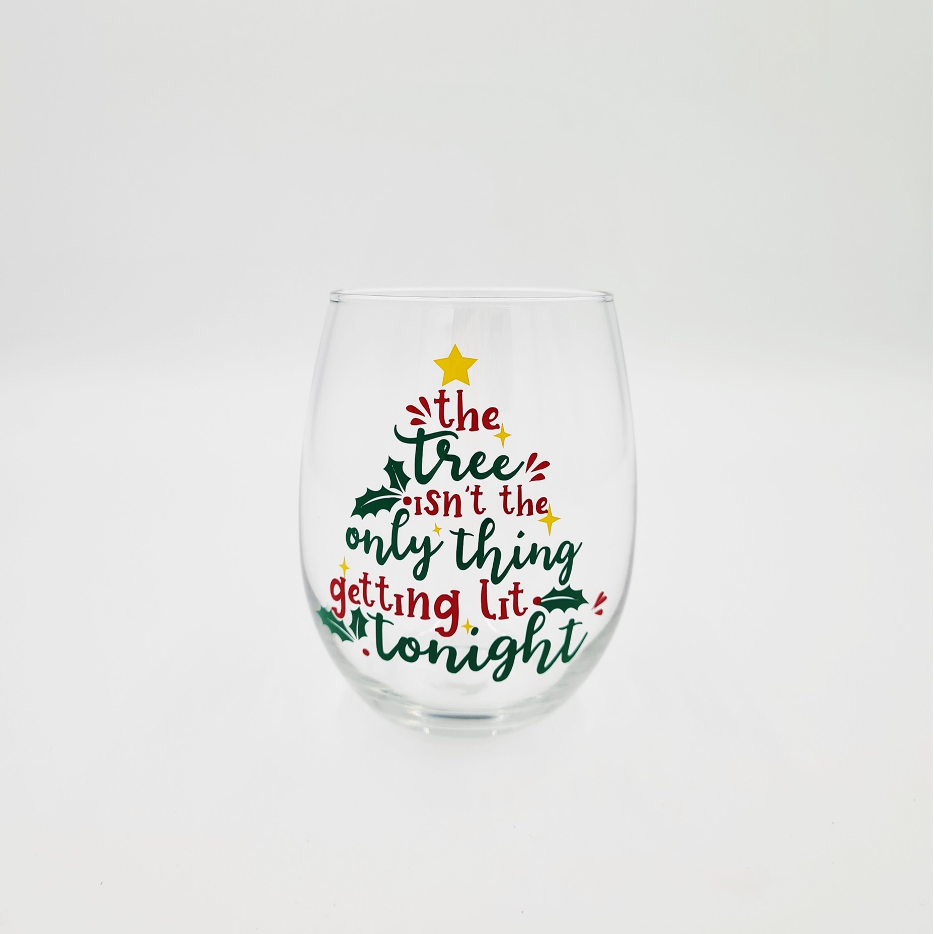 Christmas Stemless Wine Glass: Christmas Tree