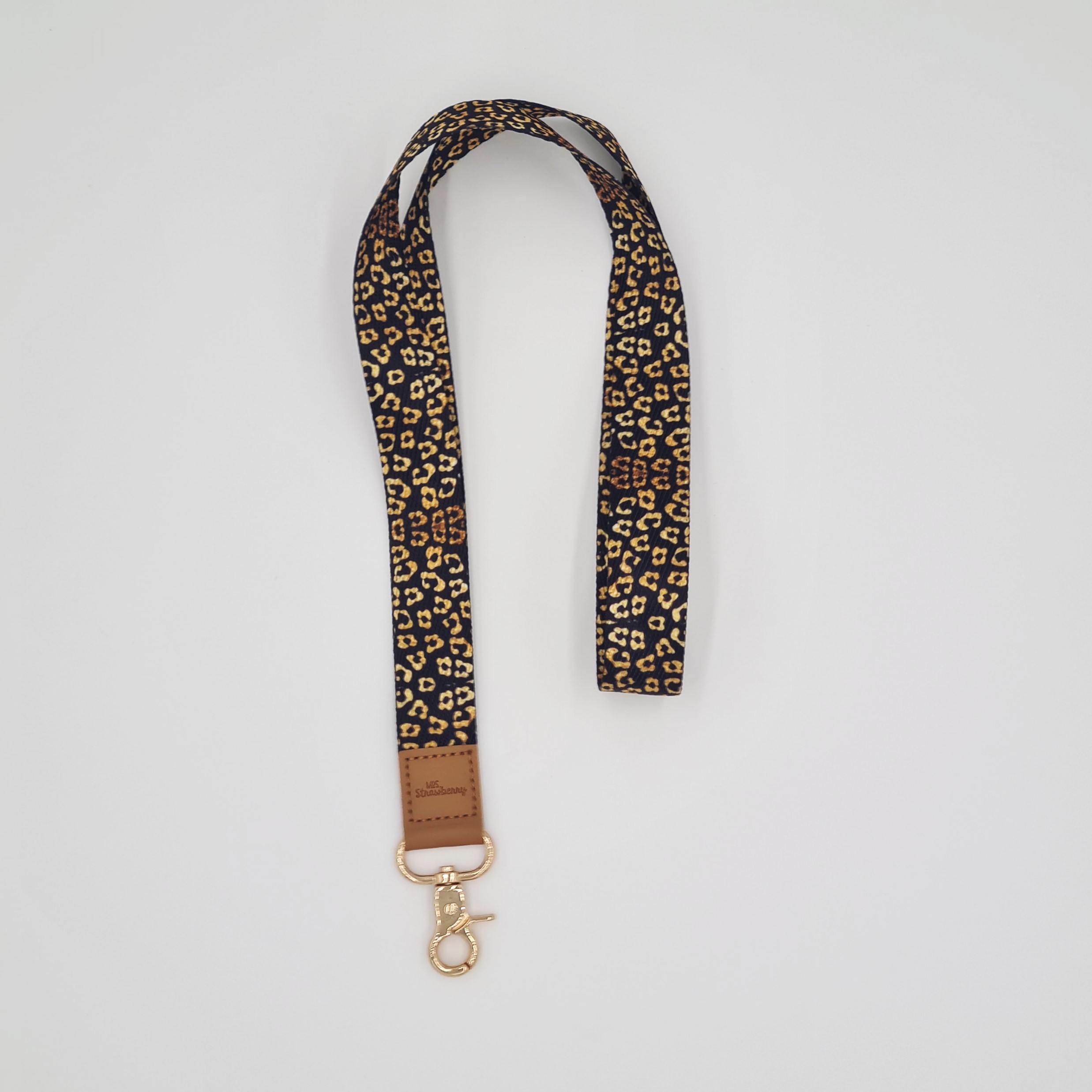 Gold Leopard Fabric Lanyard