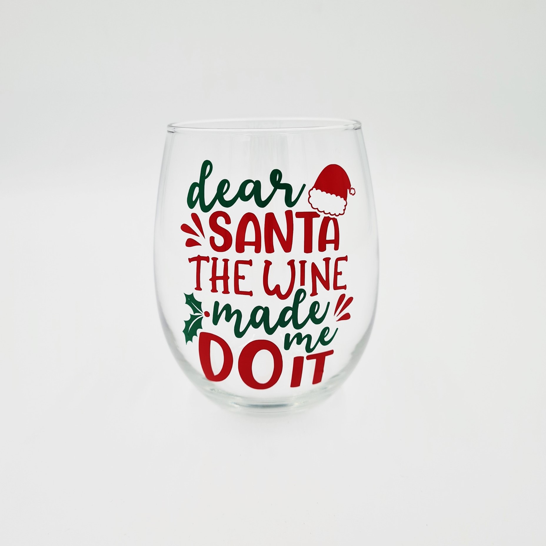 Christmas Stemless Wine Glass: Dear Santa