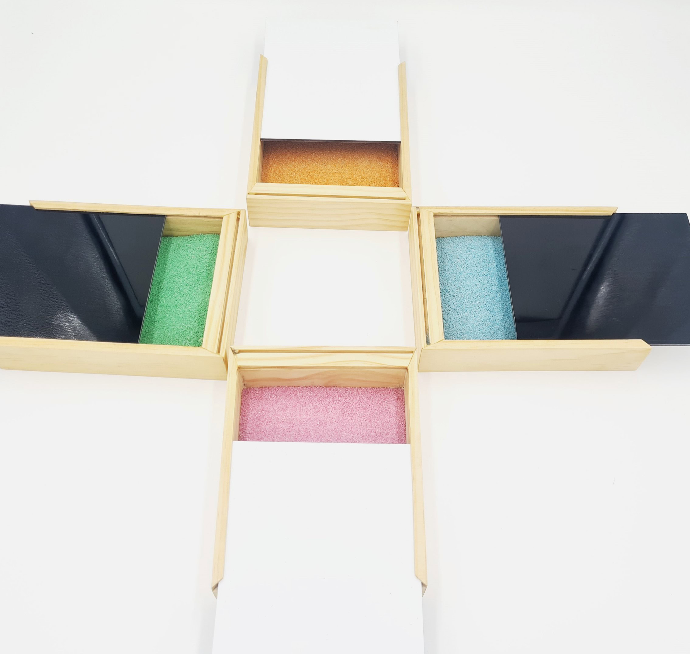 3 Way Wooden Sand Tray - 4 Pack
