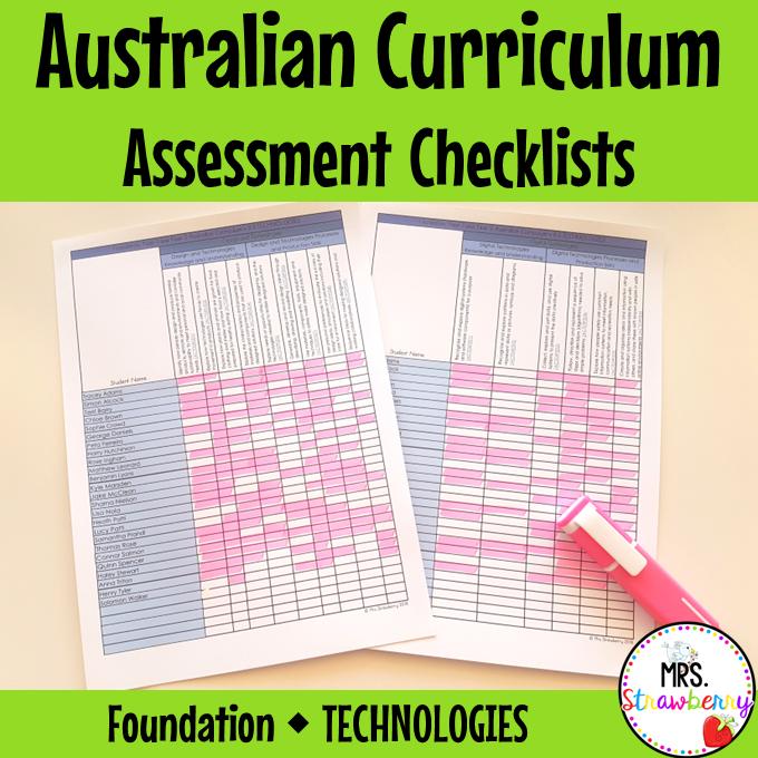 Foundation TECHNOLOGIES Australian Curriculum Assessment Checklists