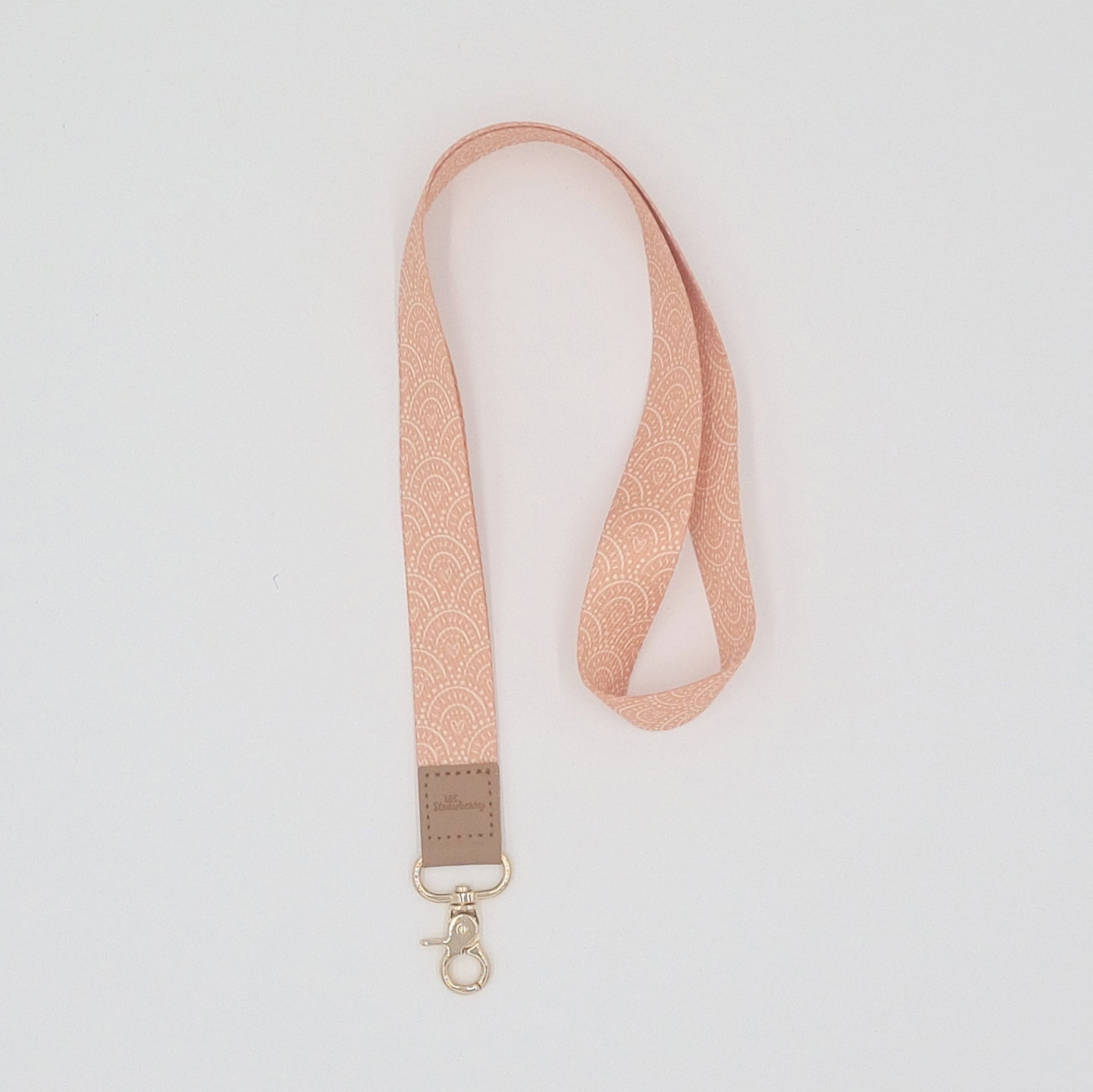 Boho Rainbow Fabric Lanyard: Peach