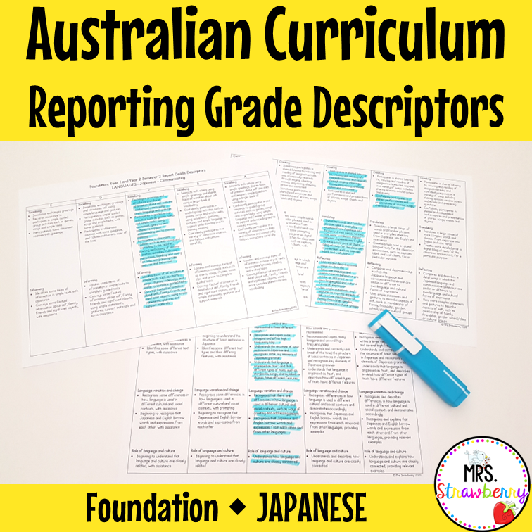 Foundation JAPANESE Australian Curriculum Reporting Grade Descriptors