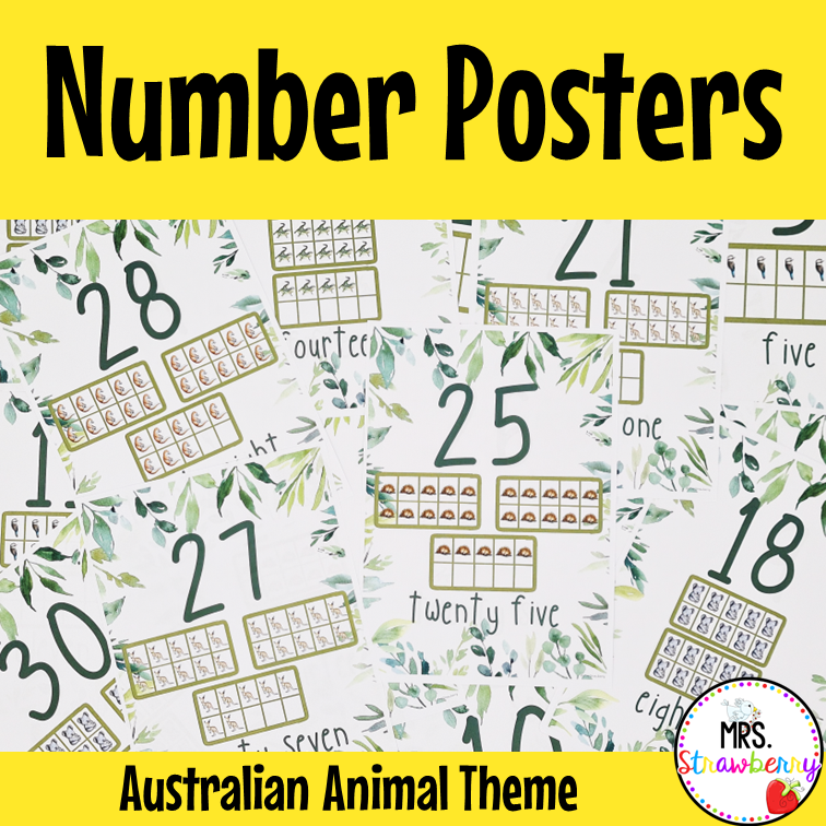 Australian Animals Theme Number Posters