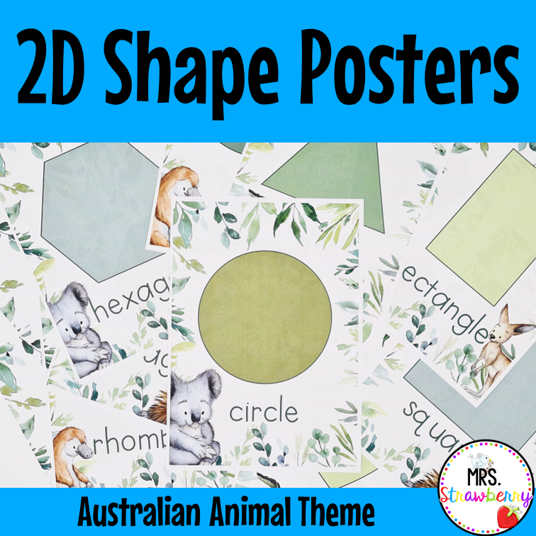 Australian Animals Theme 2D Shape Posters