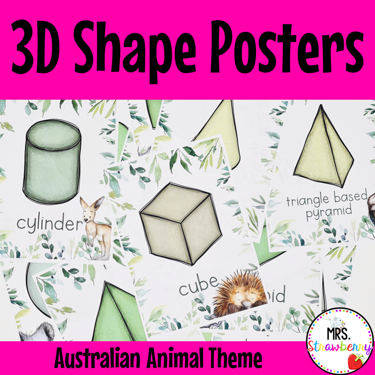 Australian Animals Theme 3D Shape Posters