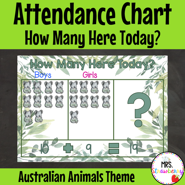 Australian Animals Themed Attendance Chart